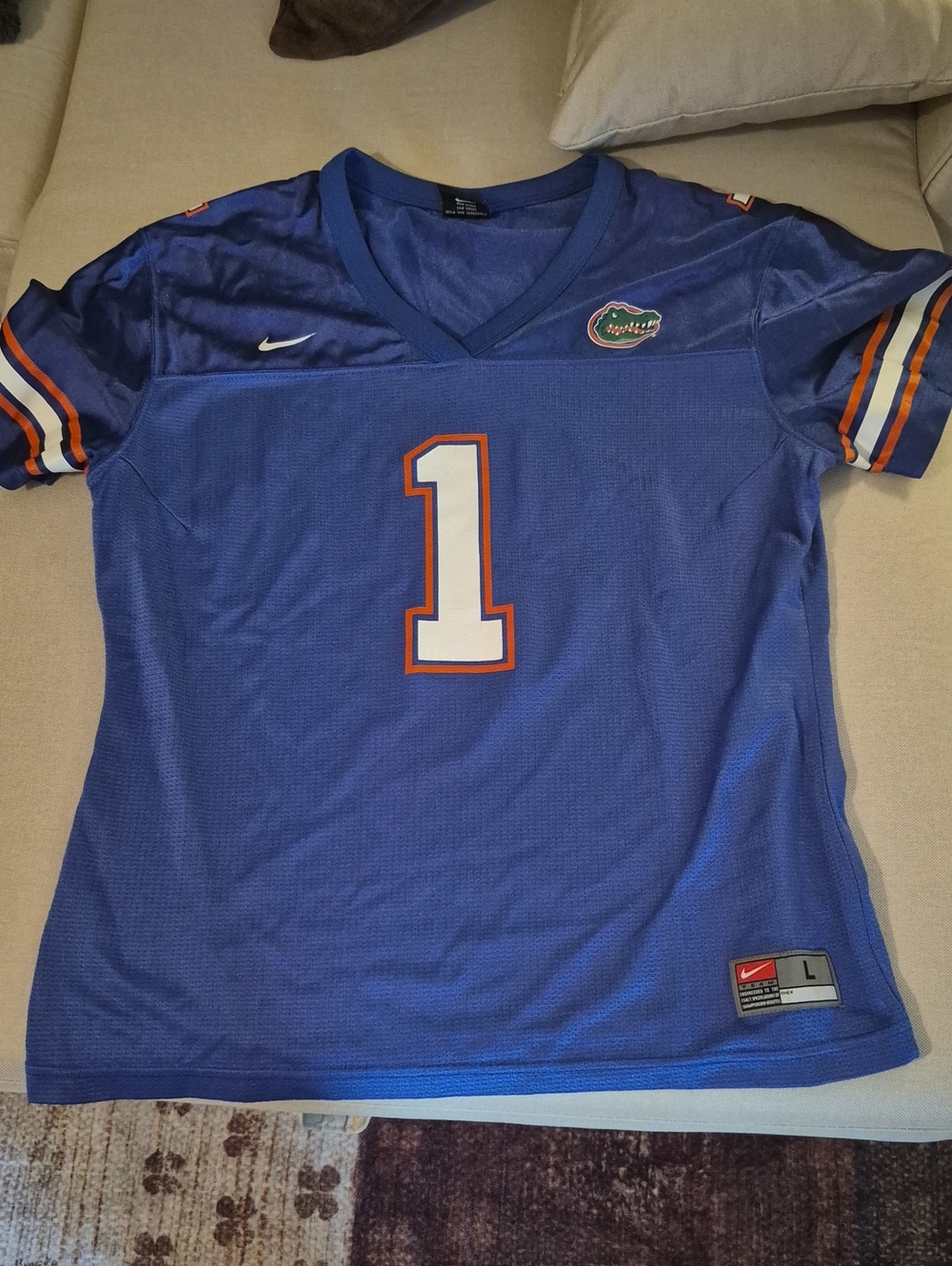 Nike Kids Blue Football Jersey with Orange Trim #1